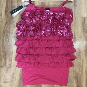 NWT Miss Sixty Size Small Hot Pink Sequin Party Dress, Pink Christmas